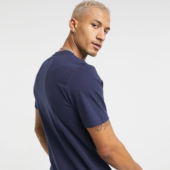 NWT Men Size Medium Adidas Short Sleeve Tee With Logo Print 100% Cotton In Navy - Picture 4 of 11